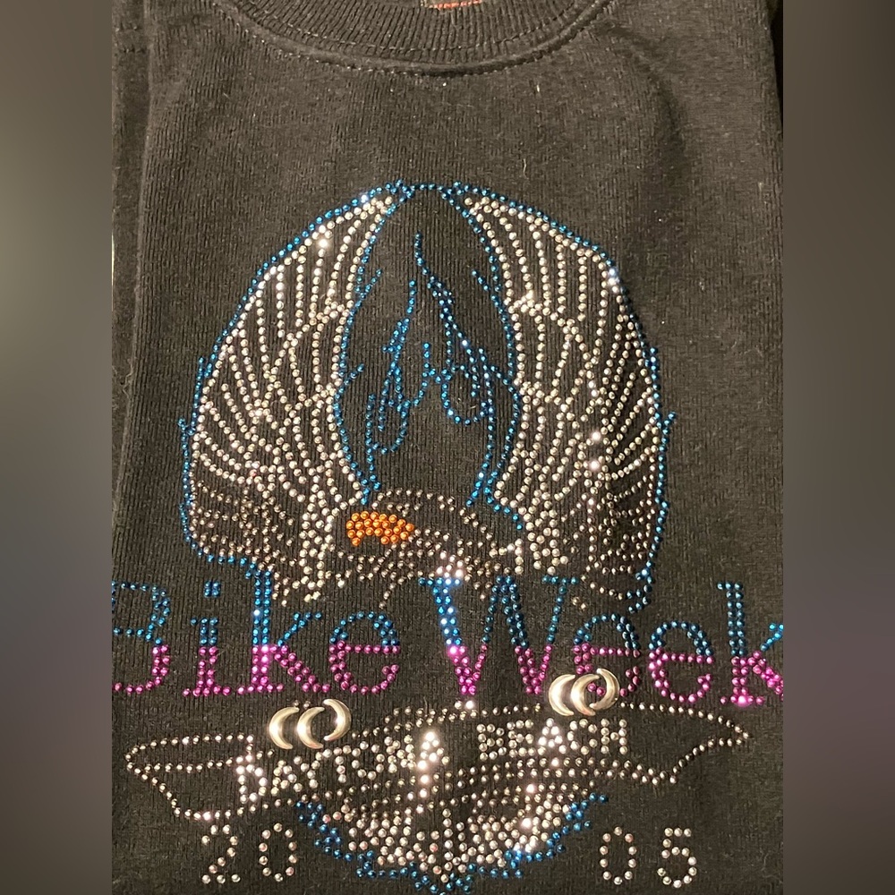 Daytona Beach Bike Week 2005 Stud Embellished Eagle Long Sleeve Shirt Biker M